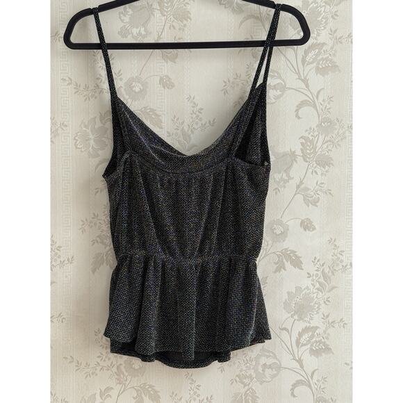 Y2K Vtg Charlotte Russe Metallic Peplum Cami Top Sz L USA Whimsigoth Going Out - Picture 2 of 7